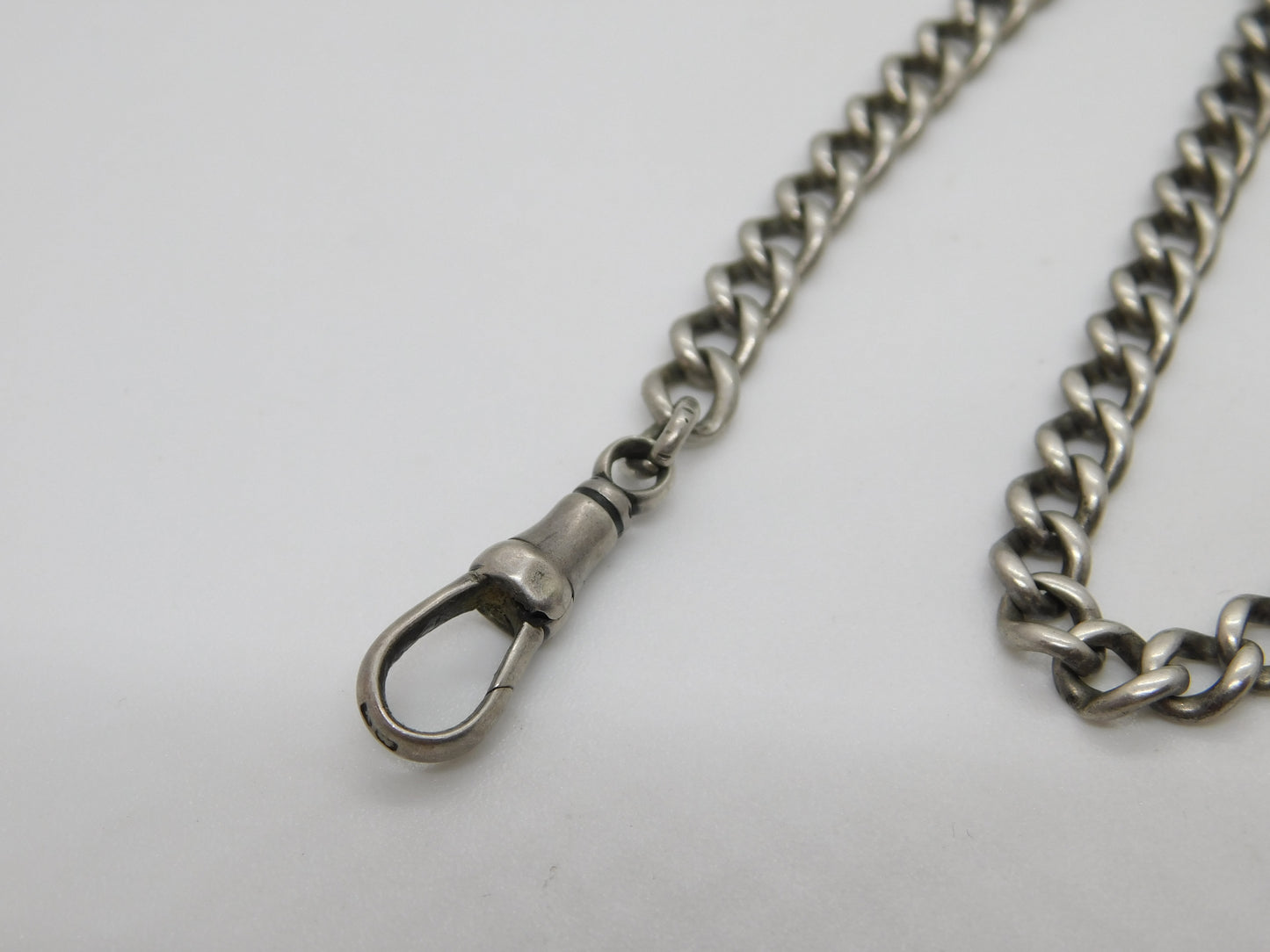 Victorian Sterling Silver Single Albert Watch Chain Antique 1889 London