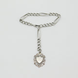 Sterling Silver Trombone Link Watch Chain with Fob 1919 Birmingham Antique