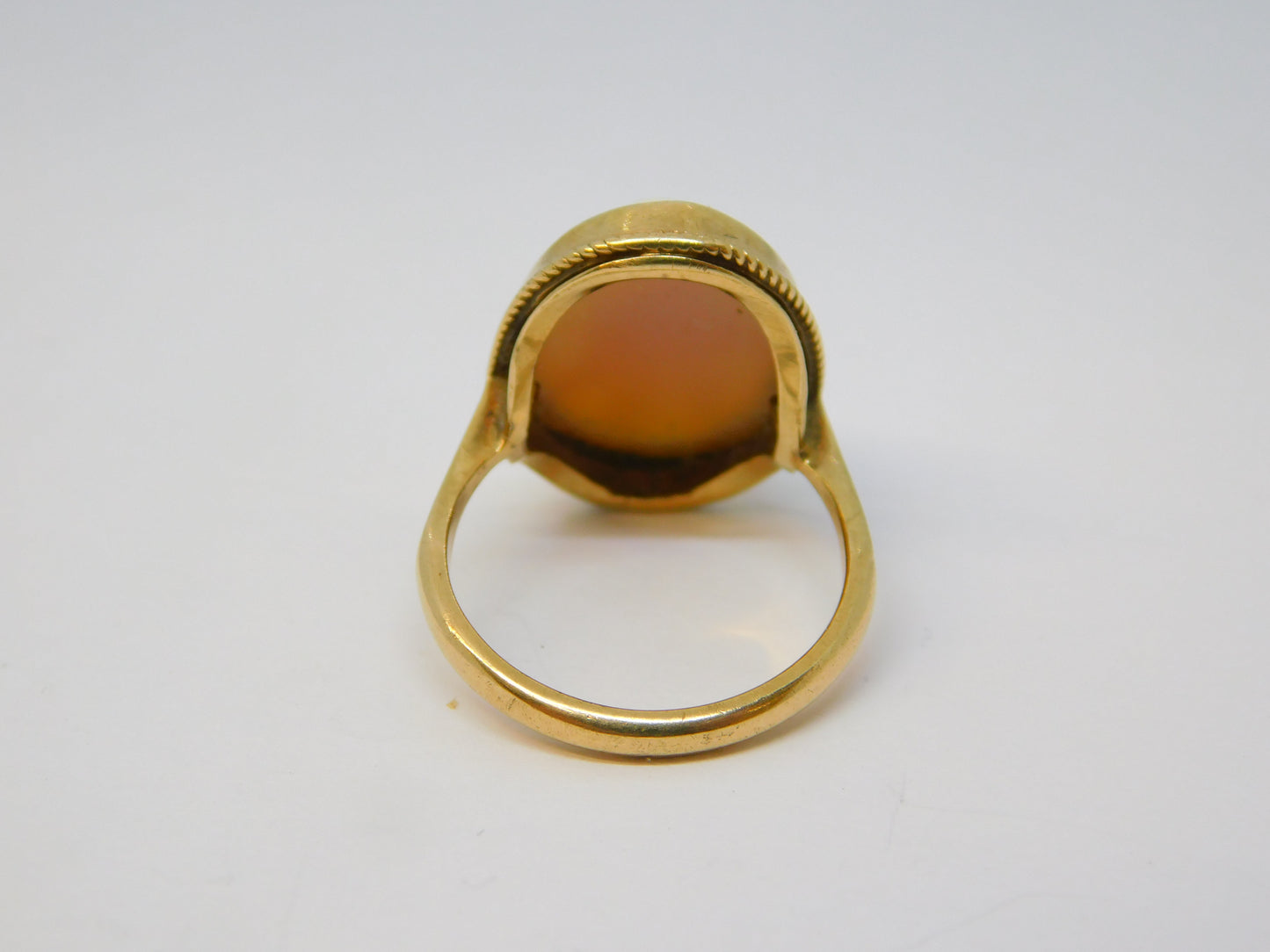 9ct Yellow Gold Carved Floral Shell Cameo Dress Ring Vintage 1970 Birmingham
