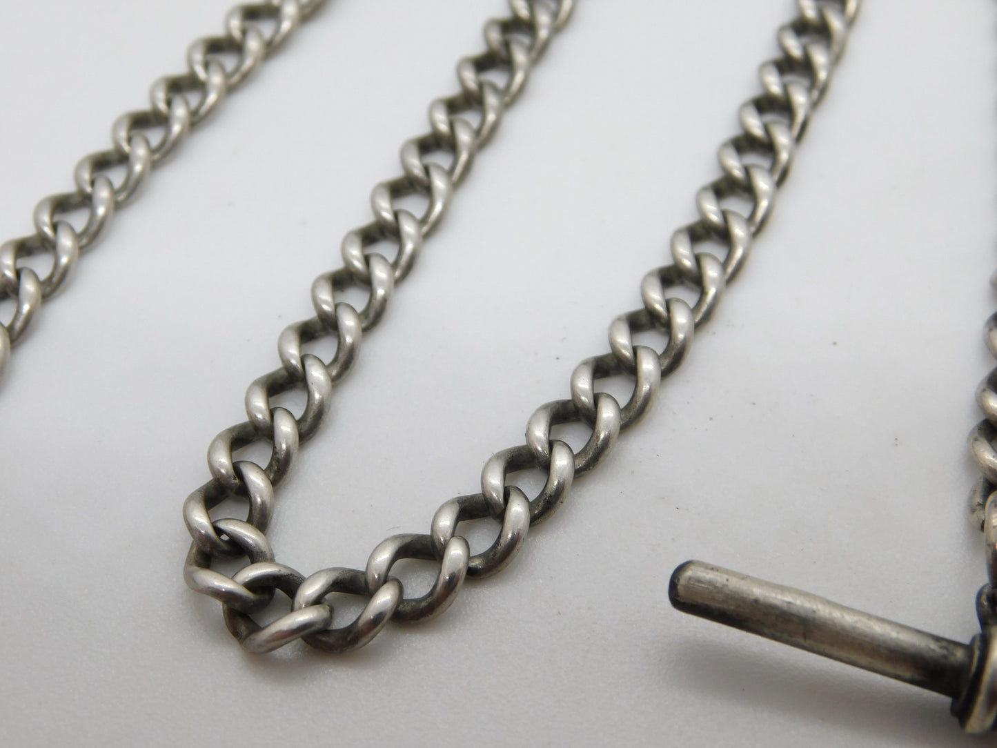 Victorian Sterling Silver Single Albert Watch Chain Antique 1889 London