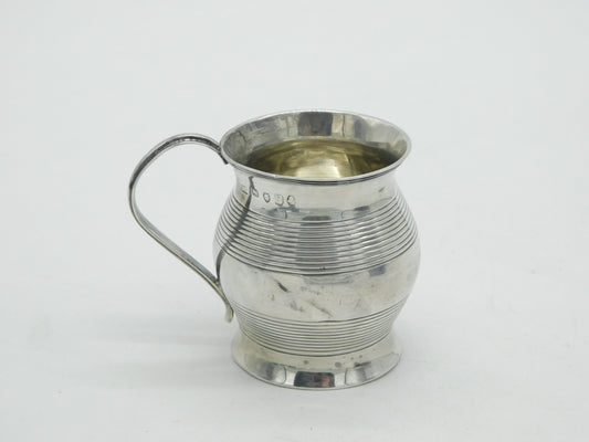 George III Sterling Silver Lined Pattern Christening Mug Antique 1793 London