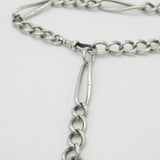 Sterling Silver Trombone Link Watch Chain with Fob 1919 Birmingham Antique
