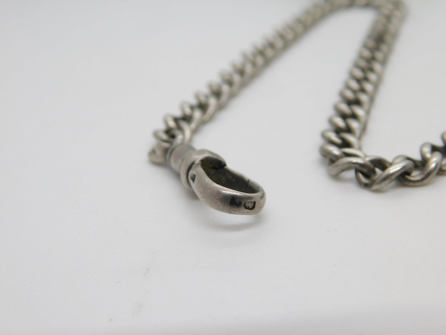 Victorian Sterling Silver Single Albert Watch Chain Antique 1889 London