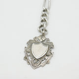 Sterling Silver Trombone Link Watch Chain with Fob 1919 Birmingham Antique