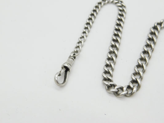 Victorian Sterling Silver Graduating Albert Watch Chain c1890 Antique