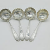 Irish George III Set of Four Sterling Silver Shell Ladles Antique 1802 Dublin