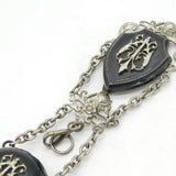 Art Nouveau Victorian Silver Plated Black Enamel Chatelaine Watch Fob Antique c1860