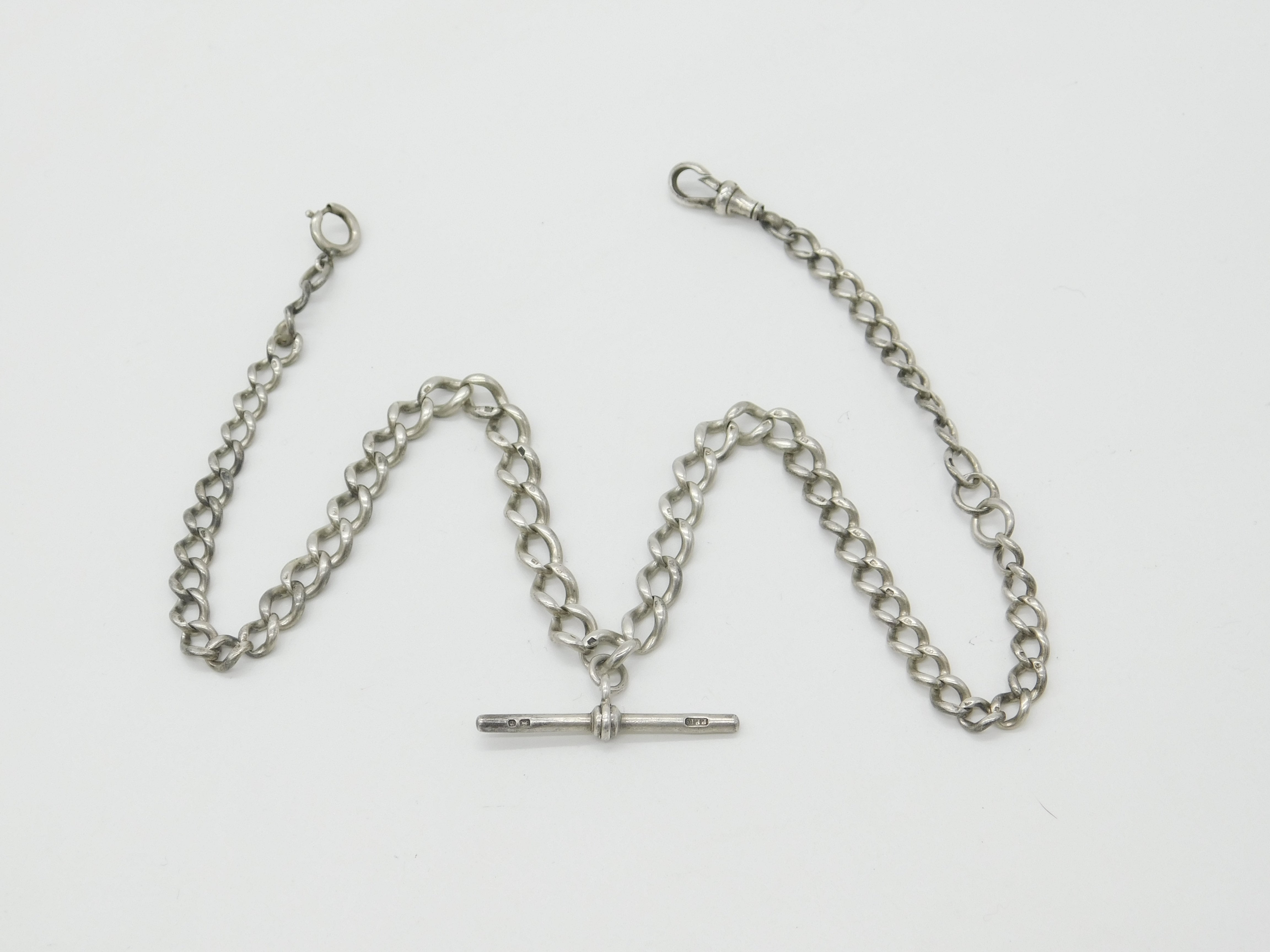 Victorian Sterling Silver Graduating Double Albert Watch Chain 1898 Bi ...