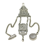 Victorian Sterling Silver Art Nouveau Chatelaine with Tools Antique c1860