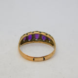 Victorian 9ct Rose Gold Five-Stone Amethyst Boat Ring Antique 1899 Birmingham