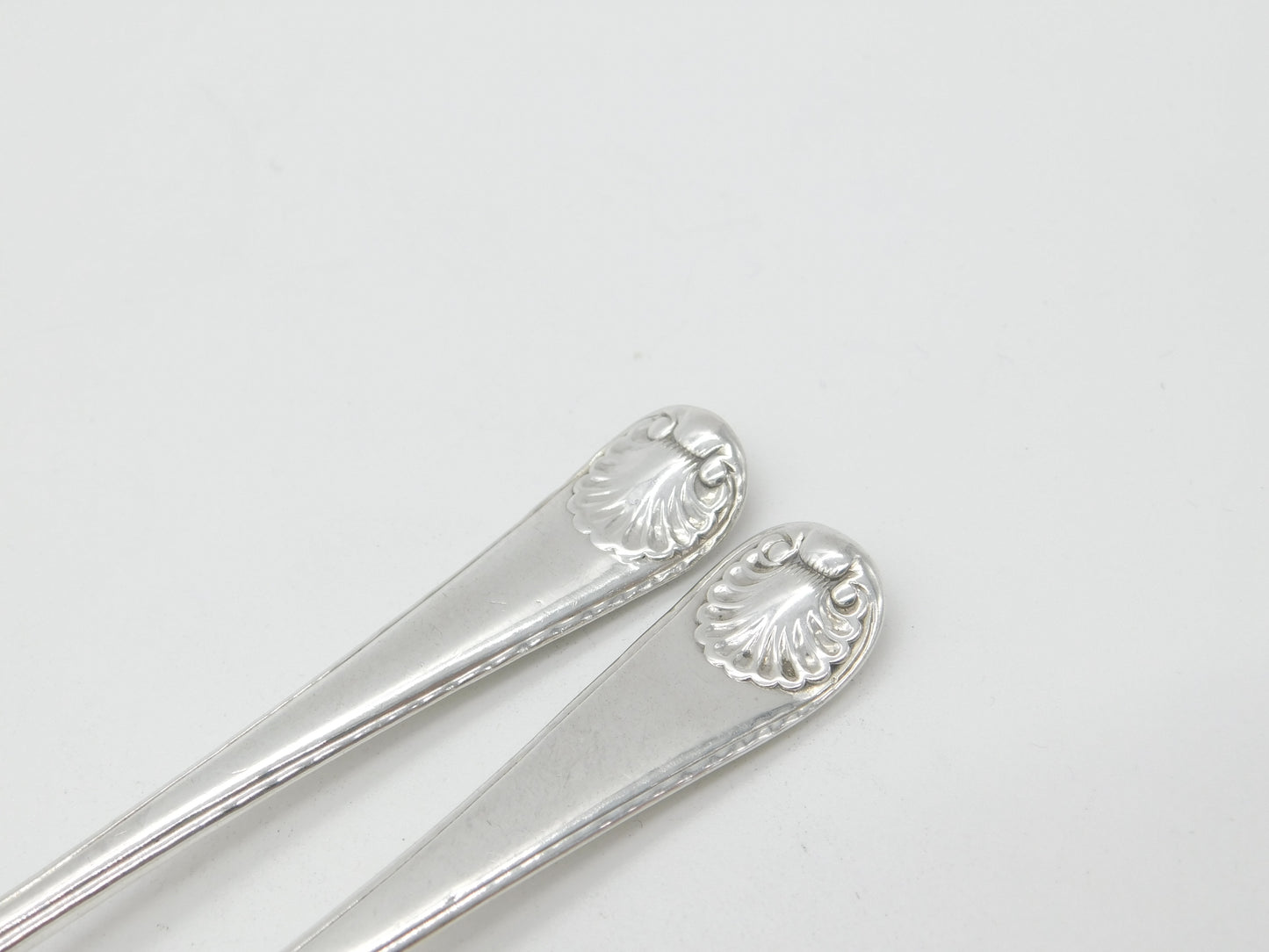 Pair of Georgian Sterling Silver Shell Pattern Feather Forks 1777 London Antique