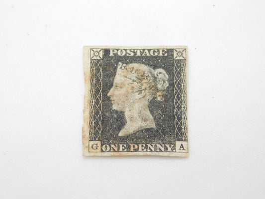 GB SG3 May 6-8 Penny Black Stamp Fine Fresh Margin GA Antique 1840 Victorian