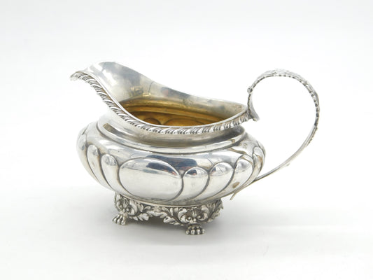 George IV Sterling Silver Paw Foot Fluted Cream Jug Antique 1824 London