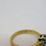 9ct Yellow Gold, Aquamarine & Diamond Dress Ring Vintage 1990 London