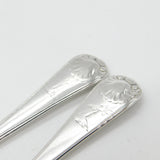 Pair of Georgian Sterling Silver Shell Pattern Feather Forks 1777 London Antique