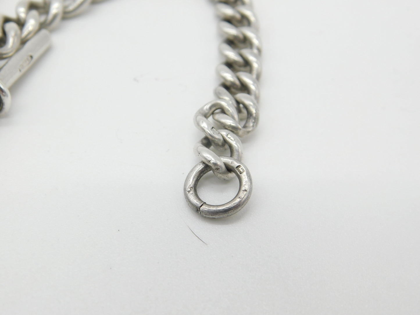 Victorian Sterling Silver Graduating Albert Watch Chain with Fob 1897 Birmingham