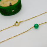 Long 9ct Yellow Gold & Green Glass Beaded Dress Necklace Antique c1920 80cm
