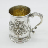 George II Sterling Silver Floral Pattern Christening Mug Antique 1757 London