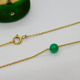 Long 9ct Yellow Gold & Green Glass Beaded Dress Necklace Antique c1920 80cm