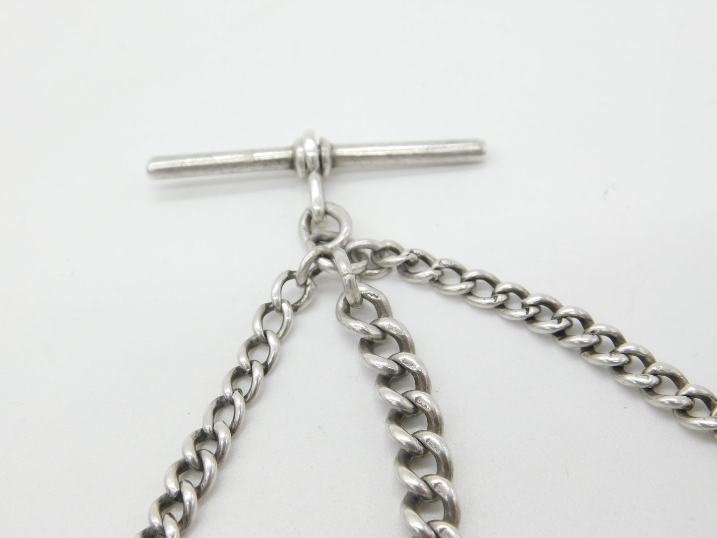 Victorian Sterling Silver Double Albert Watch Chain 1896 Birmingham Antique