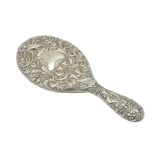 19th Century Spanish Art Nouveau Pattern Sterling Silver Mirror Antique c1890
