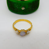 Victorian 22ct Yellow Gold, Opal & Seed Pearl Floral Ring Antique c1840