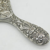 19th Century Spanish Art Nouveau Pattern Sterling Silver Mirror Antique c1890