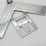 Large Sterling Silver Masonic Collar Medal Antique 1927 Art Deco London Inscribed
