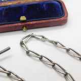 Victorian Sterling Silver Watch Chain with Ball & Bellows Fob Antique 1886 Birmingham