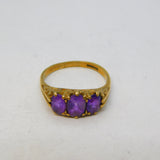 9ct Yellow Gold Three-Stone Graduating Boat Ring Vintage c1970
