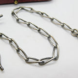 Victorian Sterling Silver Watch Chain with Ball & Bellows Fob Antique 1886 Birmingham