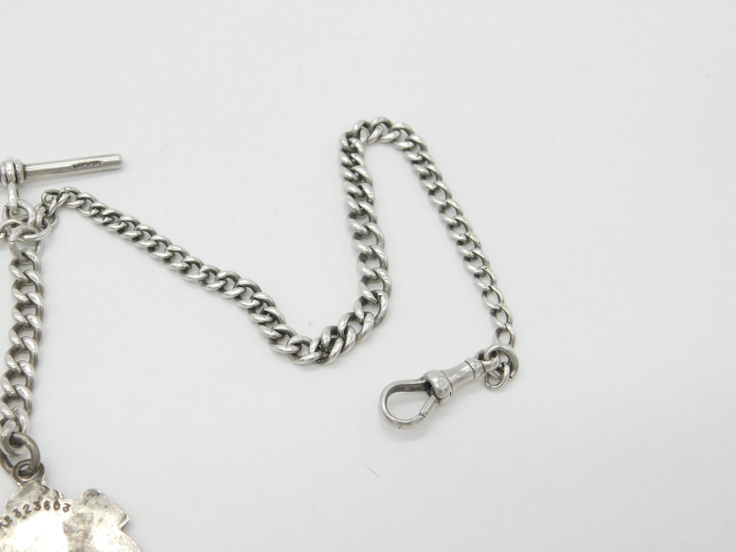 Victorian Sterling Silver Double Albert Watch Chain 1896 Birmingham Antique