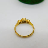Victorian 22ct Yellow Gold, Opal & Seed Pearl Floral Ring Antique c1840