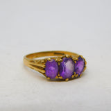 9ct Yellow Gold Three-Stone Graduating Boat Ring Vintage c1970