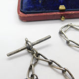 Victorian Sterling Silver Watch Chain with Ball & Bellows Fob Antique 1886 Birmingham
