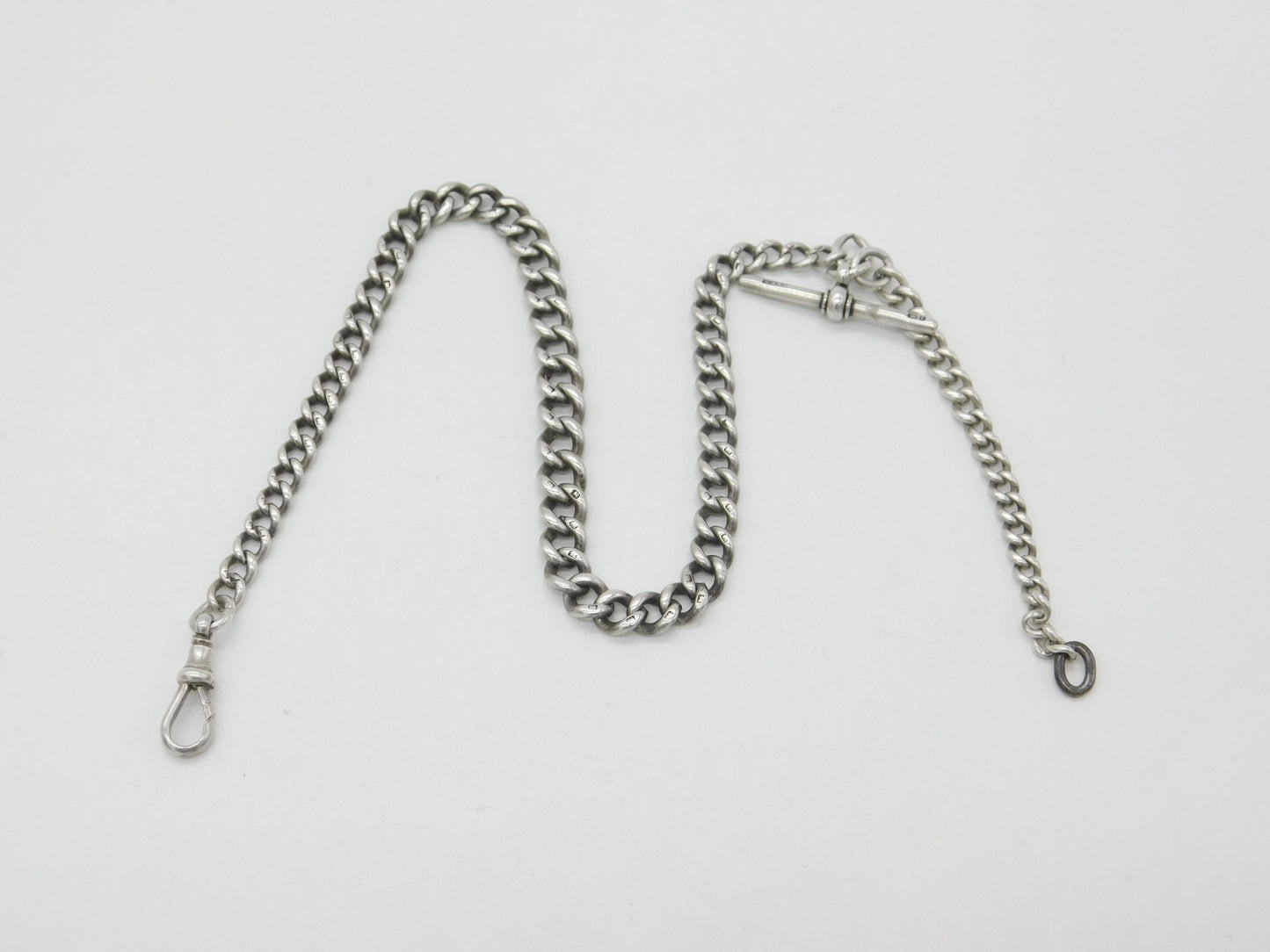 Victorian Sterling Silver Graduating Albert Link Watch Chain 1899 Birmingham