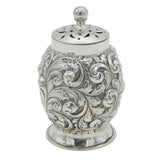 Victorian Sterling Silver Floral Chased Pounce Pot Antique 1892 London