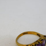 9ct Yellow Gold Three-Stone Graduating Boat Ring Vintage c1970