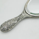 19th Century Spanish Art Nouveau Pattern Sterling Silver Mirror Antique c1890