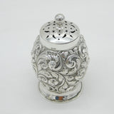 Victorian Sterling Silver Floral Chased Pounce Pot Antique 1892 London