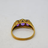 9ct Yellow Gold Three-Stone Graduating Boat Ring Vintage c1970