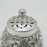 Victorian Sterling Silver Floral Chased Pounce Pot Antique 1892 London