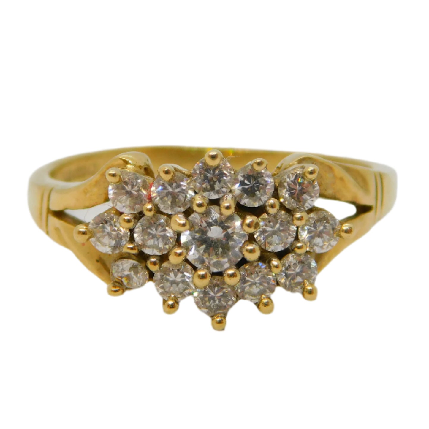 9ct Yellow Gold Paste Set Sparkling Dress Ring Vintage c1990 Sheffield