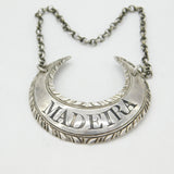 Hester Bateman Georgian Sterling Silver 'Madeira' Crescent Form Decanter Label
