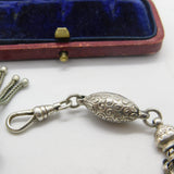 French Victorian Sterling Silver Albertina Link Bracelet with Tassel Antique c1860