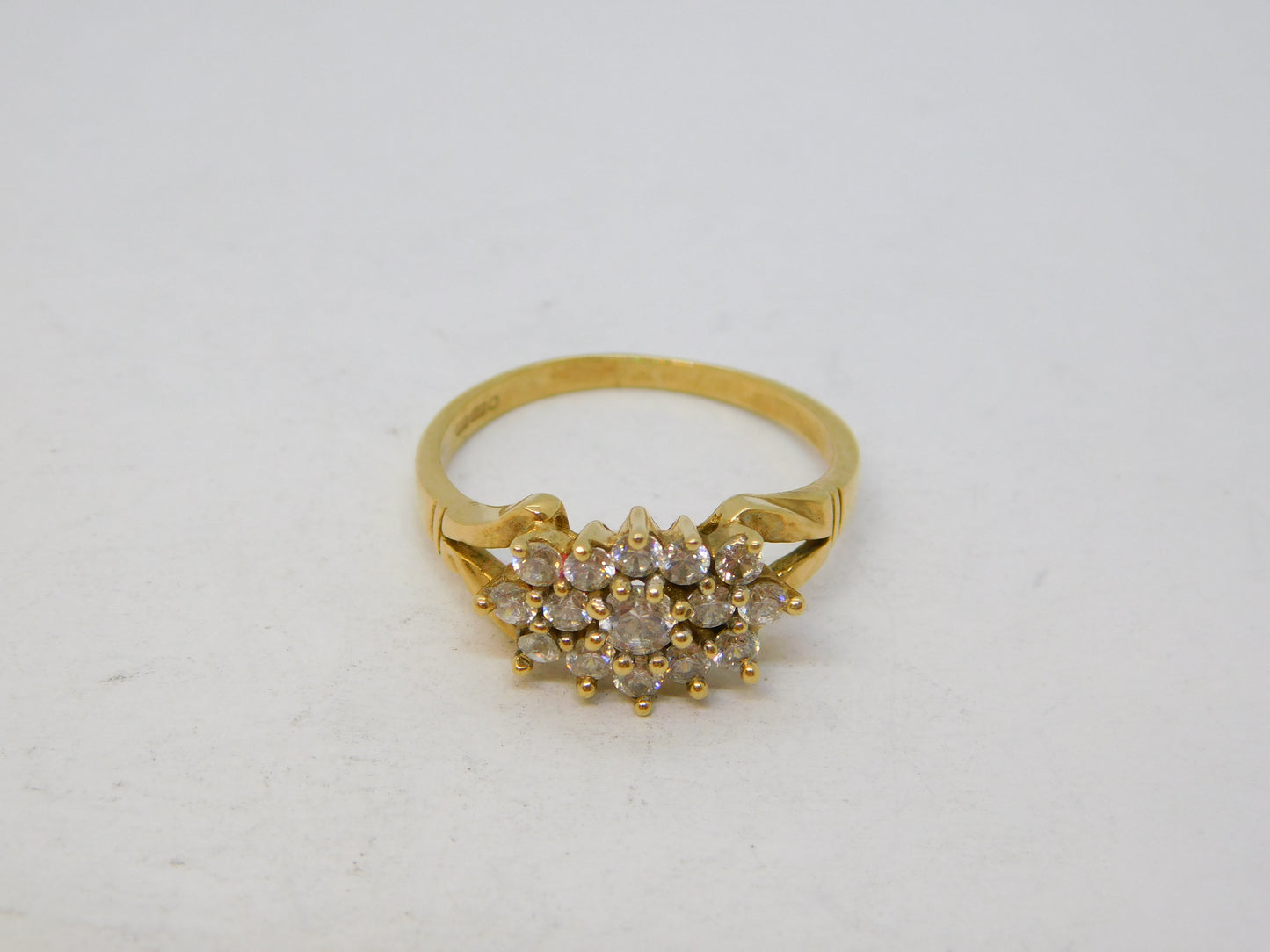 9ct Yellow Gold Paste Set Sparkling Dress Ring Vintage c1990 Sheffield