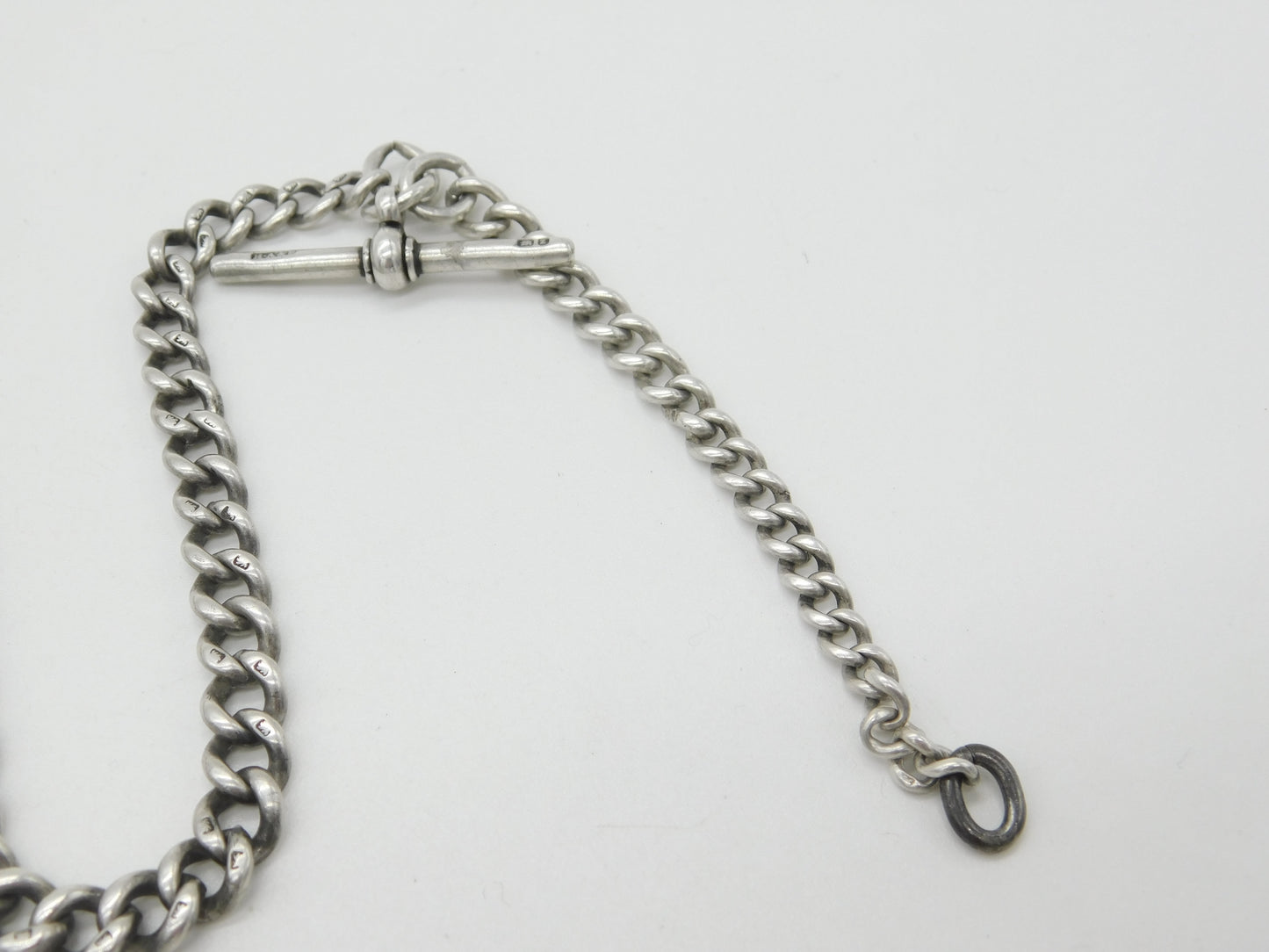 Victorian Sterling Silver Graduating Albert Link Watch Chain 1899 Birmingham