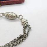 French Victorian Sterling Silver Albertina Link Bracelet with Tassel Antique c1860