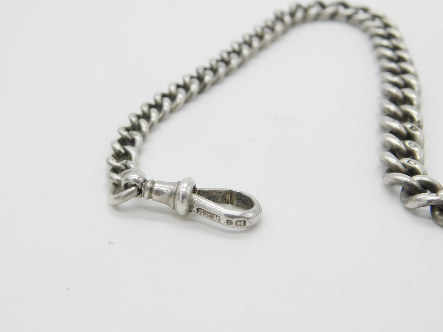 Victorian Sterling Silver Graduating Albert Link Watch Chain 1899 Birmingham