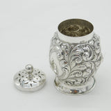 Victorian Sterling Silver Floral Chased Pounce Pot Antique 1892 London